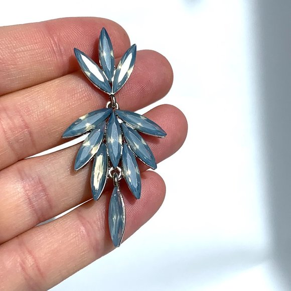 NEW ~ Anthropologie Blue Opal Embellished double drop Earrings - Picture 9 of 9